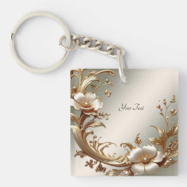 Gold Floral Keychain Schlüsselanhänger