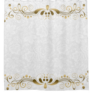 Gold Floral Lace Border Duschvorhang