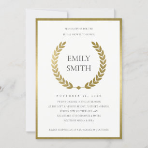 GOLD FLORAL LAUREL BRAUTPARTY INVITE DANKESKARTE