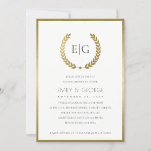 GOLD FLORAL LAUREL WREATH COUPLES SHOWITE DANKESKARTE
