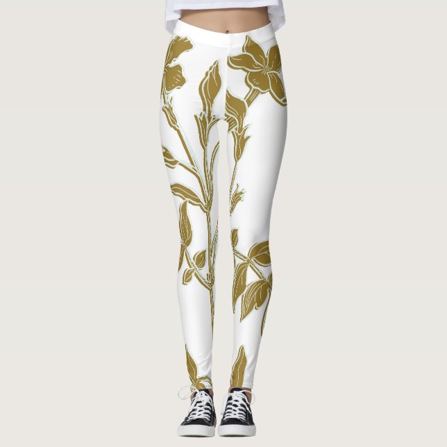 Gold Floral Leggings (Vorderseite)