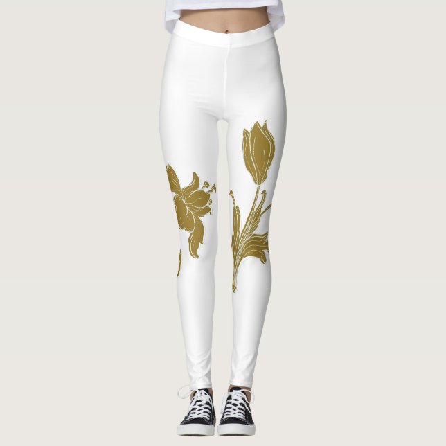 Gold Floral Leggings (Vorderseite)