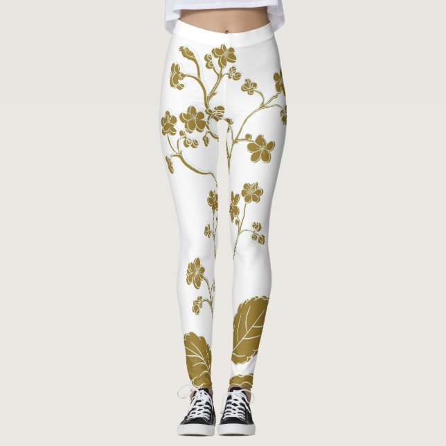 Gold Floral Leggings (Vorderseite)