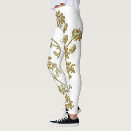 Gold Floral Leggings
