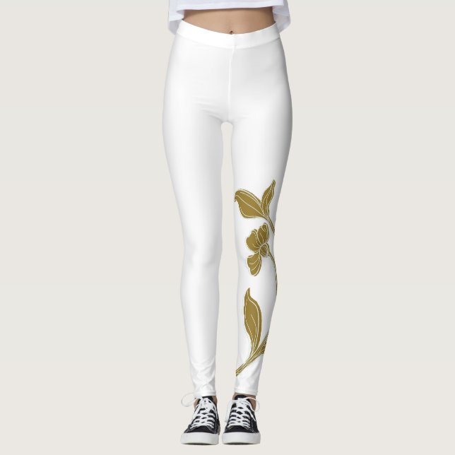 Gold Floral Leggings (Vorderseite)