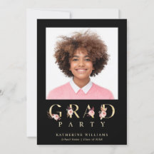 Gold Floral Letters Graduation Party Foto