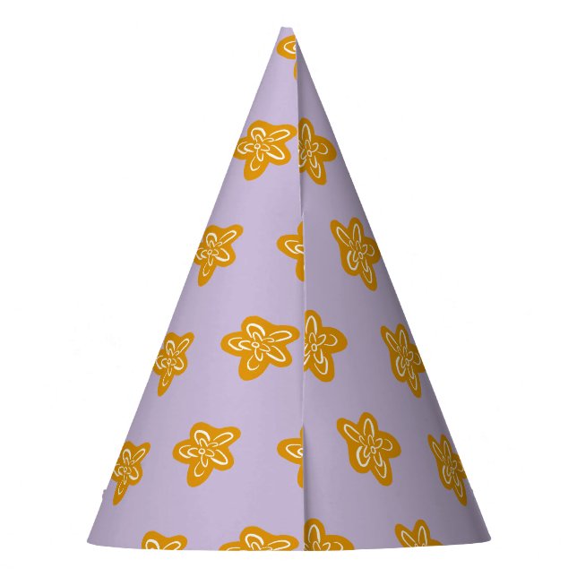 Gold Floral Lilac Girl Princess Birthday Party Hat Partyhütchen (Rückseite)