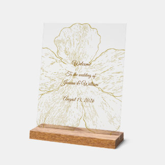 Gold Floral Line Art Botanical Wedding