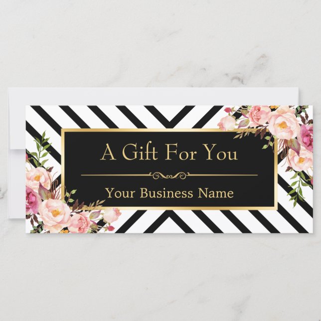 Gold Floral Makeup Haar Salon Geschenkgutschein (Vorderseite)