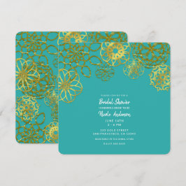 Gold Floral Mandalases Brautparty Verlobung Einladung