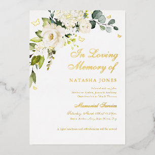 Gold Floral Memorial Service Folieneinladung