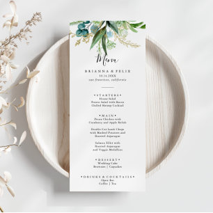Gold Floral mit tropischer Vegetation Abendessen Menükarte