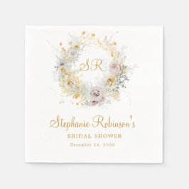 Gold Floral Monogram Brautparty Serviette