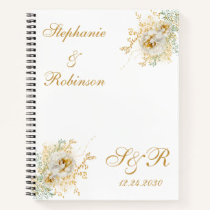 Gold Floral Monogram Logo Hochzeitsplaner Notizbuch