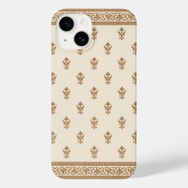 Gold Floral Pattern Case-Mate iPhone 14 Hülle (Rückseite)