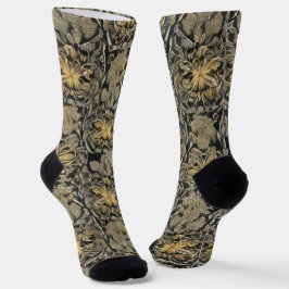 Gold Floral Pattern Socken