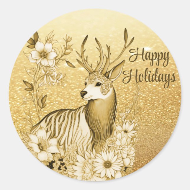 Gold Floral Rentier Sticker (Vorderseite)