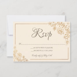 Gold Floral RSVP Card