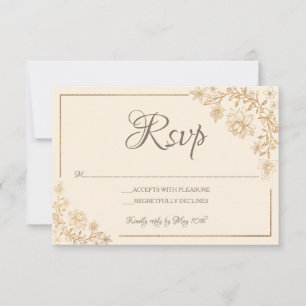 Gold Floral RSVP Card