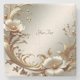 Gold Floral Stone Coaster Steinuntersetzer