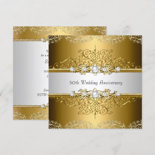 Gold Floral Swirl 50e Mariage Invitation de l'anni
