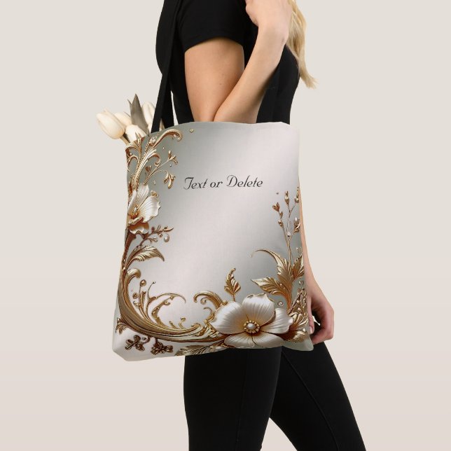 Gold Floral Tote Bag (De près)