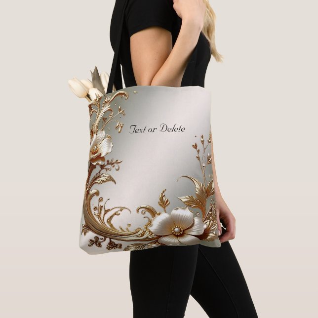 Gold Floral Tote Bag Tasche (Von Nahem)