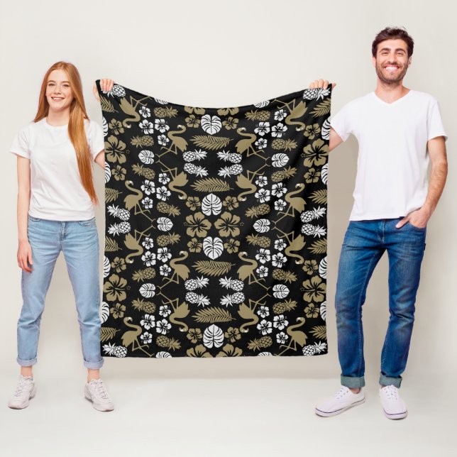 Gold Floral Tropical Gemustert Fleecedecke (Beispiel)