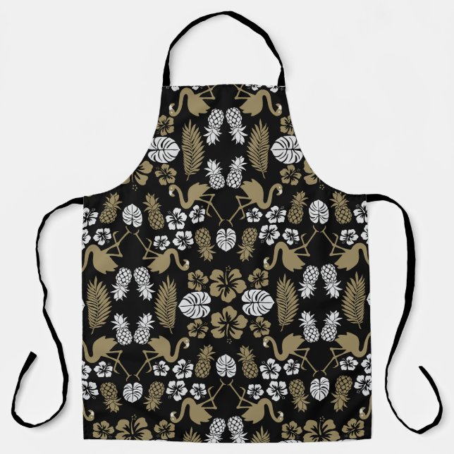 Gold Floral Tropical Gemustert Schürze (Vorderseite)