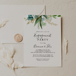 Gold Floral Tropical Greenerenerity Engagement Par Einladung