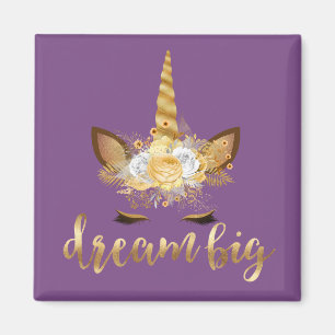 Gold Floral Unicorn Magnet