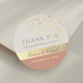 Gold Floral Wedding Danke Stickers