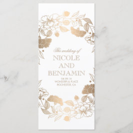Gold Floral Wreath Peonies Garden Hochzeitsprogram Programm