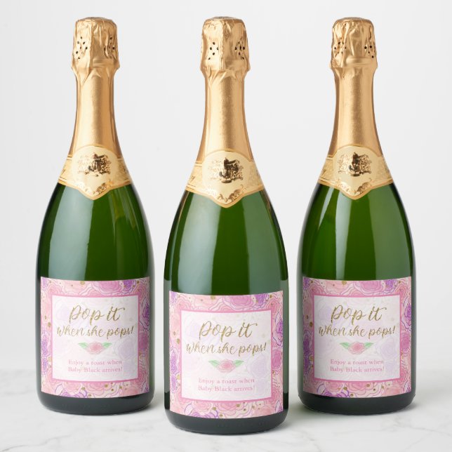 Gold floraler Pop Es, wenn sie Pop Baby Dusche (Flaschen)