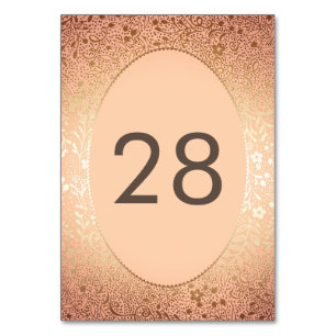 Gold Florals Peach Elegante Wedding Tischnummer