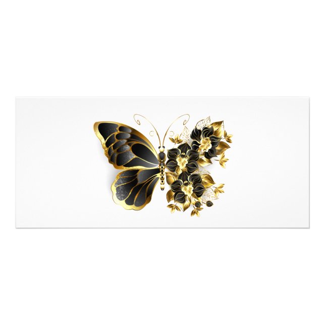 Gold Flower Butterfly with Black Orchid Werbekarte (Vorne)