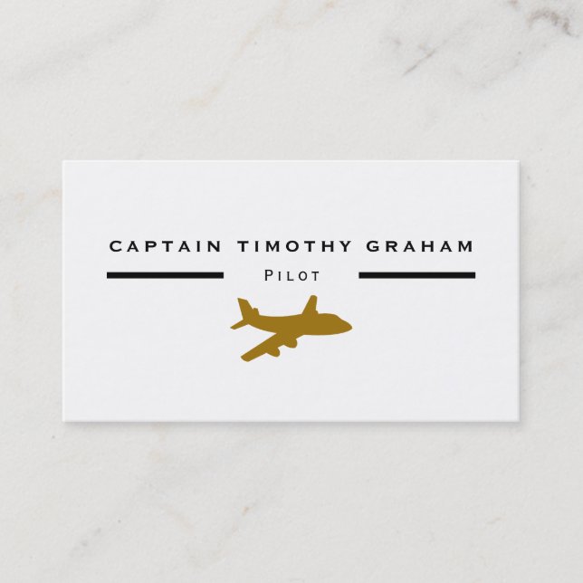 Gold-Flugzeug-Symbol, Flugsteuerung und -Pilot Visitenkarte (Vorderseite)