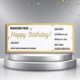Gold Flugzeug Ticket - Boarding-Pass einladen