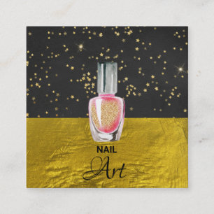 *~* Gold Fohlen Gold Glitzer Nagelart Polnisch Quadratische Visitenkarte