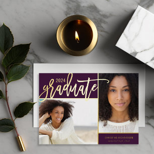 Gold Foil 2 Faire-part de graduation photo