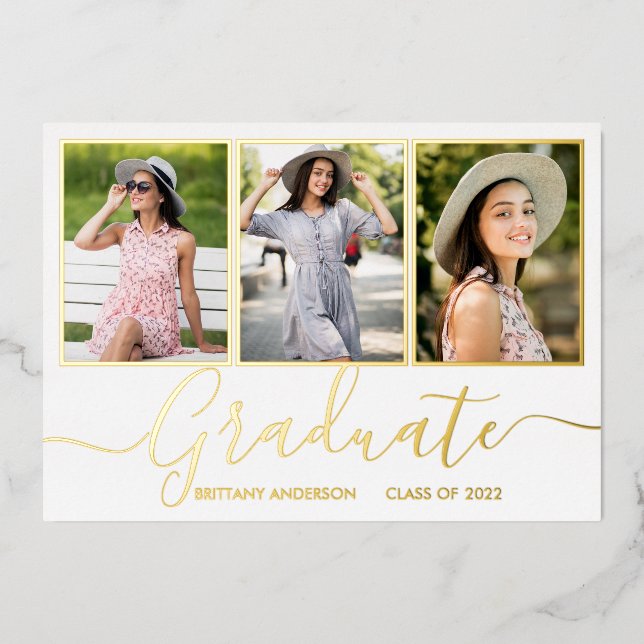 Gold Foil 3 Faire-part photo (Recto)