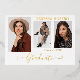 Gold Foil 3 Foto Moderne Kalligraphie Grad Karte W