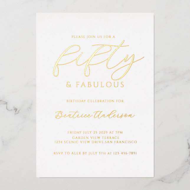 Gold Foil 50 and Fabulous Folieneinladung (Vorderseite)