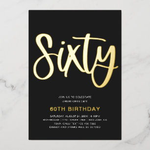 Gold Foil 60e anniversaire Invitation   60e huile