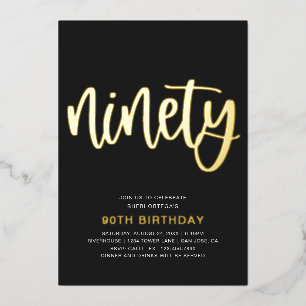 Gold Foil 90th Birthday Invitations   90e