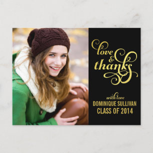 Gold Foil Abschluss Vielen Dank Postcard Postkarte