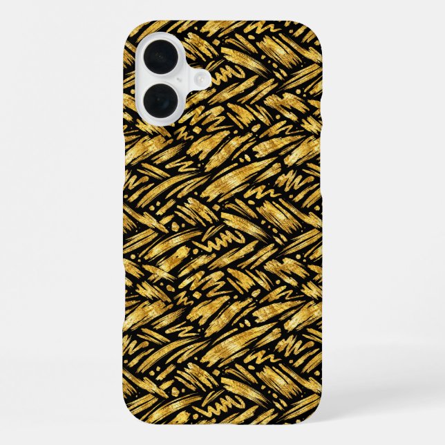 Gold Foil Abstract Pattern iPhone 16 Plus Hülle (Rückseite)