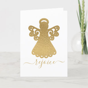 Gold Foil Angel Rejoice Carte de vacances pliée