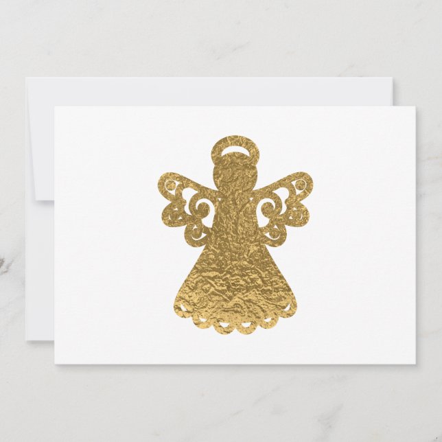 Gold Foil Angel Silhouette carte plat de Noël (Devant)