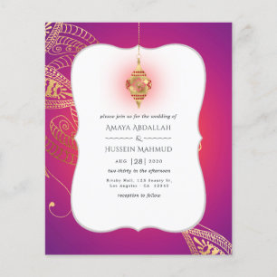 Gold Foil Arabian Bollywood Wedding Invitation Flyer